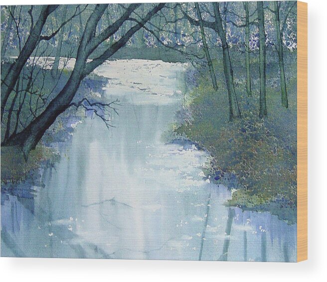 Watercolour Wood Print featuring the painting Dazzle on the Derwent by Glenn Marshall