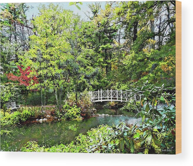 Autumn Wood Print featuring the photograph Decorative Bridge in Autumn Park by Susan Savad