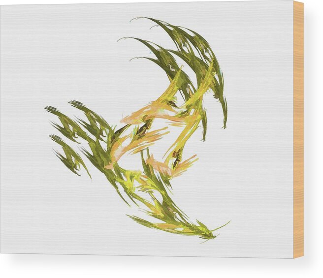 Abstract Art Wood Print featuring the digital art Deluxe Throwing Star Camo Green by Don Northup