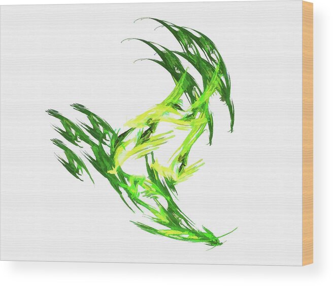 Abstract Art Wood Print featuring the digital art Deluxe Throwing Star Green by Don Northup