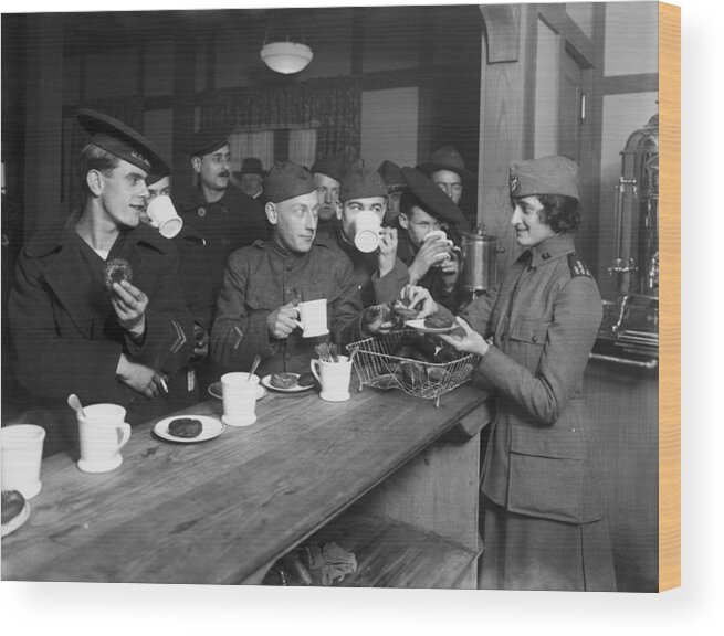 Young Men Wood Print featuring the photograph Doughnuts For Doughboys by Fpg
