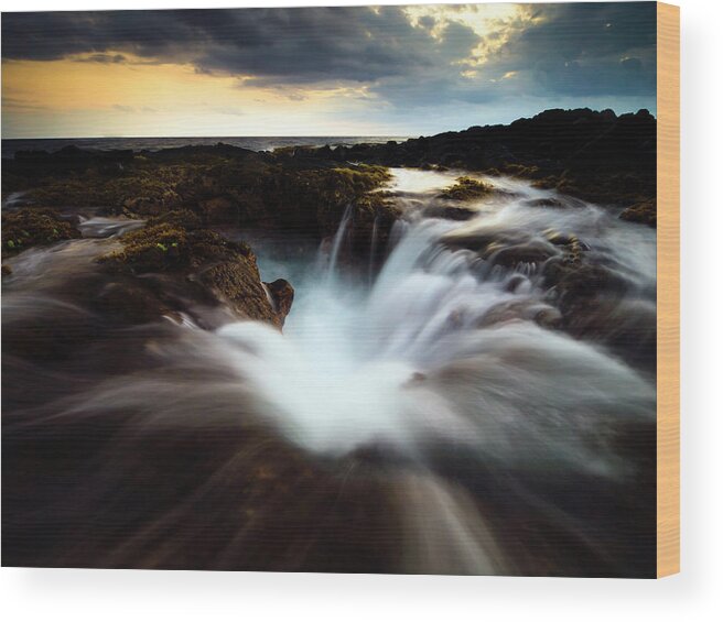 Kona Wood Print featuring the photograph Dramatic Blow Hole by Christopher Johnson