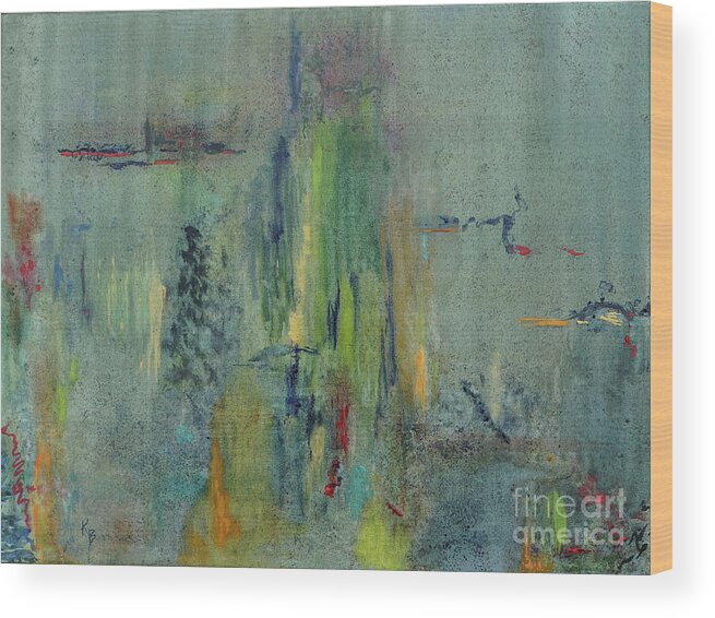 Abstract Wood Print featuring the painting Dreaming #1 by Karen Fleschler