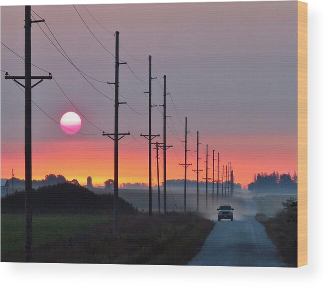 Roads Wood Print featuring the photograph Early Morning Commute by Lori Frisch