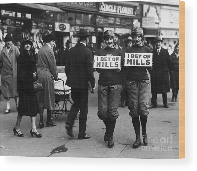 Child Wood Print featuring the photograph Election Bet Losers Walking With Signs by Bettmann