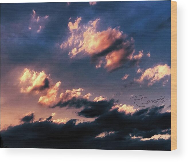 Dramatic Clouds Wood Print featuring the photograph Evening Reflections by Ruben Carrillo
