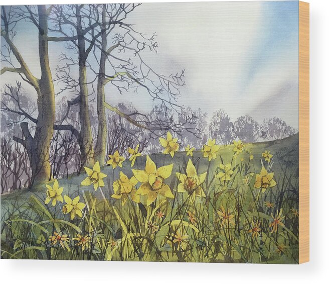 Watercolour Wood Print featuring the painting Field of Hope at Burton Agnes by Glenn Marshall
