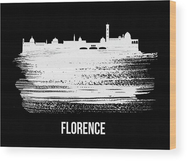 Florence Wood Print featuring the mixed media Florence Skyline Brush Stroke White by Naxart Studio