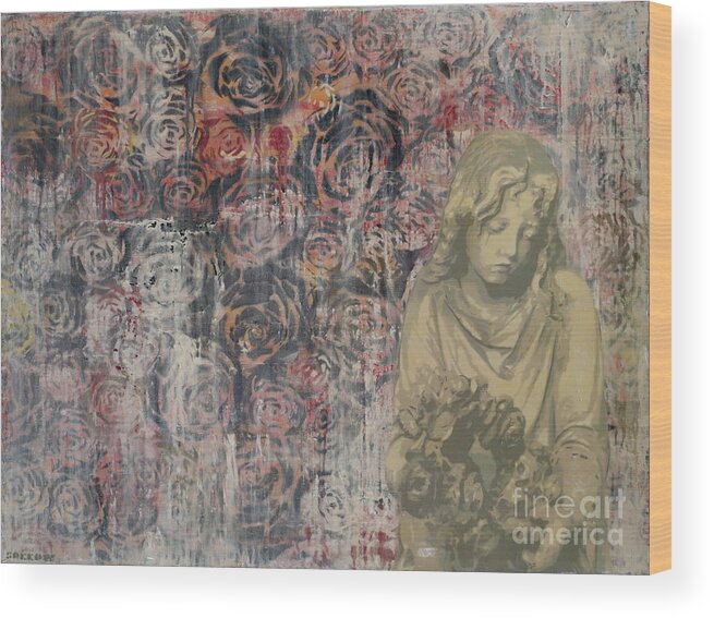  Wood Print featuring the mixed media Flower Girl by SORROW Gallery