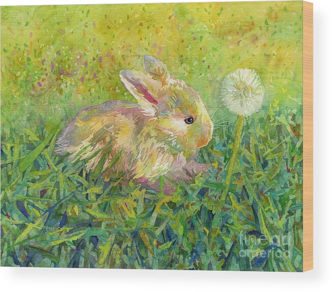 Rabbit Wood Print featuring the painting Gentle Wish by Hailey E Herrera