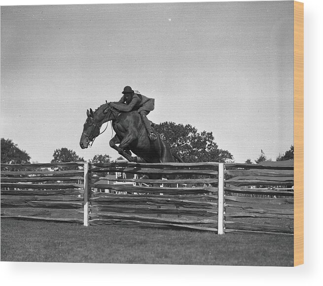 Horse Wood Print featuring the photograph Gladys Hopkins Whitney Jumps Bogdam by Bert Morgan