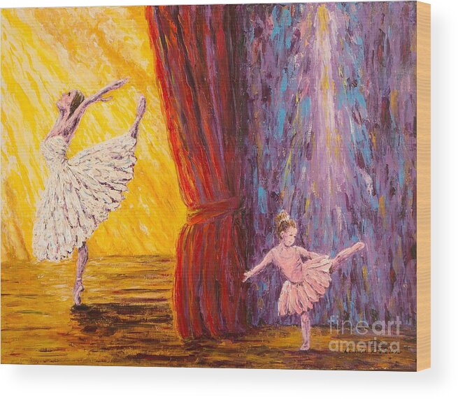 Ballet Wood Print featuring the painting Goals by Linda Donlin