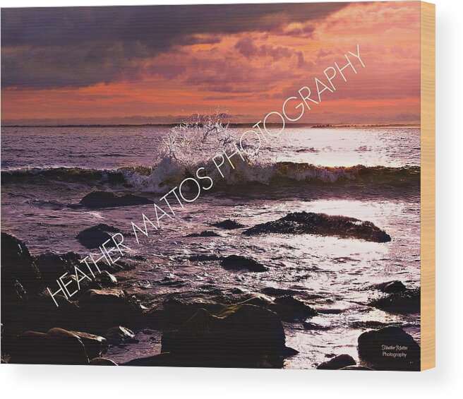 Sunset Wood Print featuring the photograph Gooseberry Island Sunset by Heather M Photography