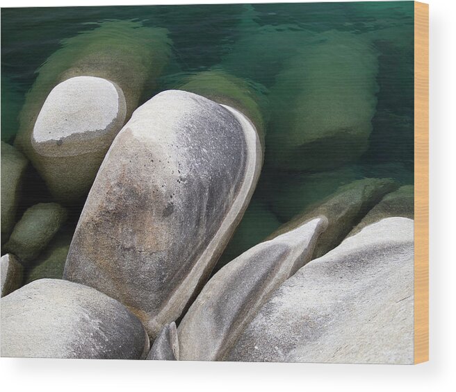 Sand Harbor Wood Print featuring the photograph Granite Boulders at Sand Harbor by Christopher Johnson