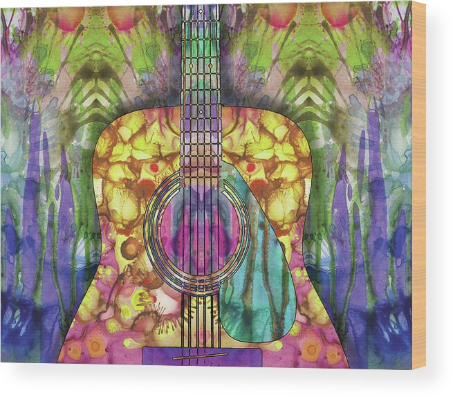 Guitar 2 Wood Print featuring the mixed media Guitar 2 by Dean Russo