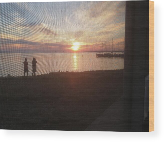 Gulf Breeze Sunset Wood Print featuring the photograph Gulf Breeze Sunset by Debra Grace Addison