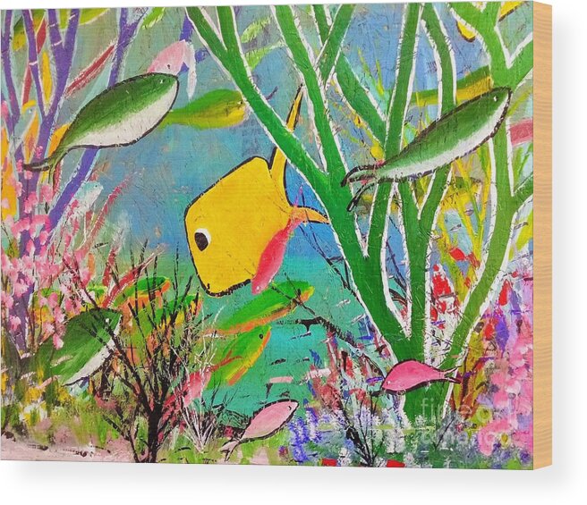 Fish Beach Ocean Florida Wood Print featuring the painting Happy Fish by James and Donna Daugherty