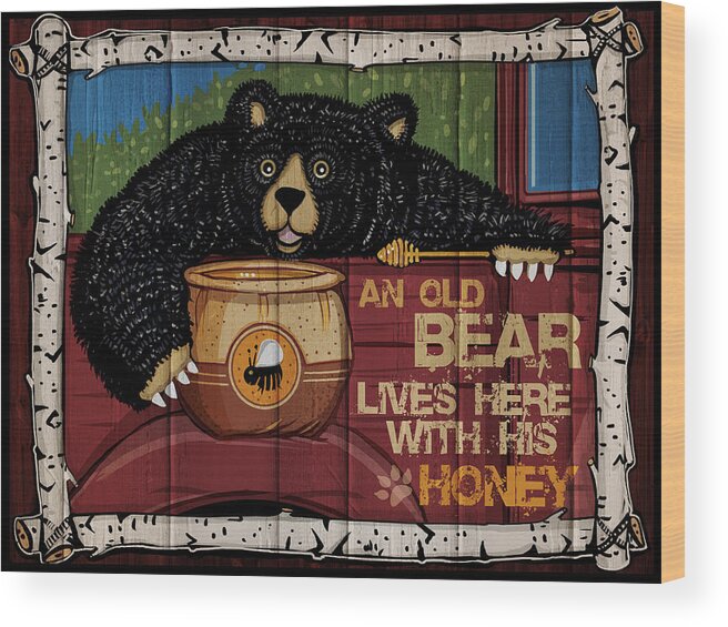 Honey Bear Wood Print featuring the digital art Honey Bear by Ali Chris