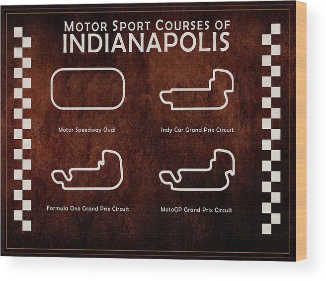 Indianapolis Wood Print featuring the photograph Indianapolis Courses by Mark Rogan