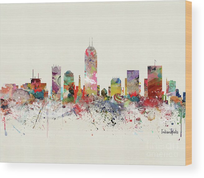 Indianapolis Wood Print featuring the painting Indianapolis Skyline by Bri Buckley