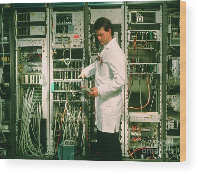 Electronic Wood Print featuring the photograph Installing Control Panels by Maximilian Stock Ltd/science Photo Library