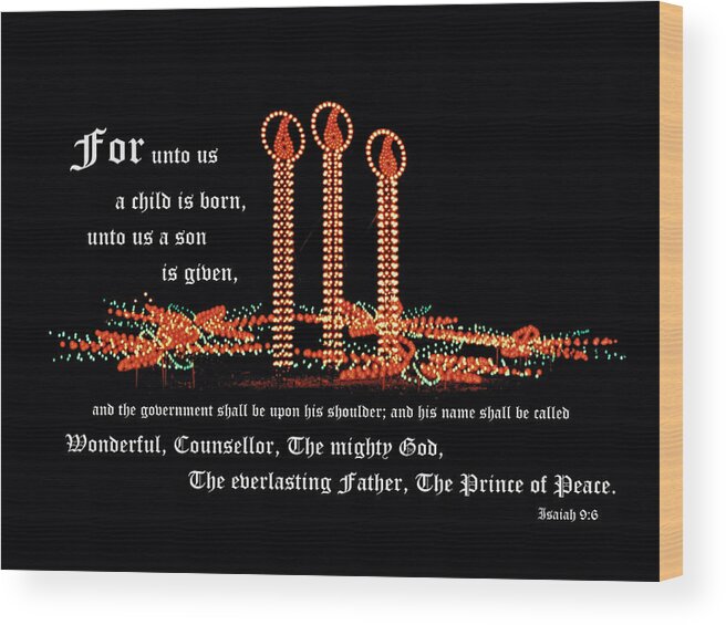 Christmas Candles Wood Print featuring the photograph Isaiah 9 Christmas Scene by Mike McBrayer