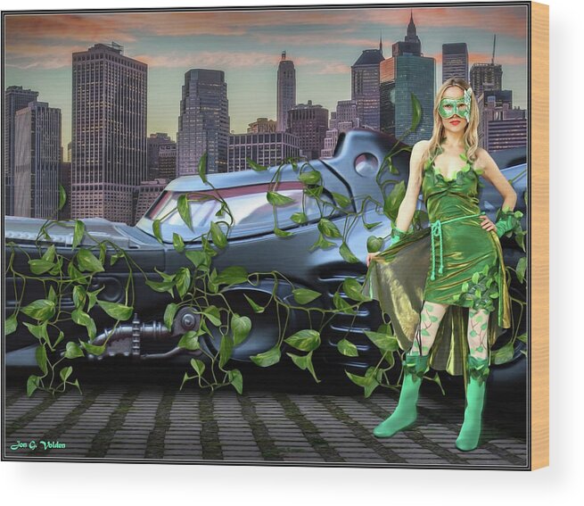 Cosplay Wood Print featuring the photograph Ivy Held Batmobile by Jon Volden