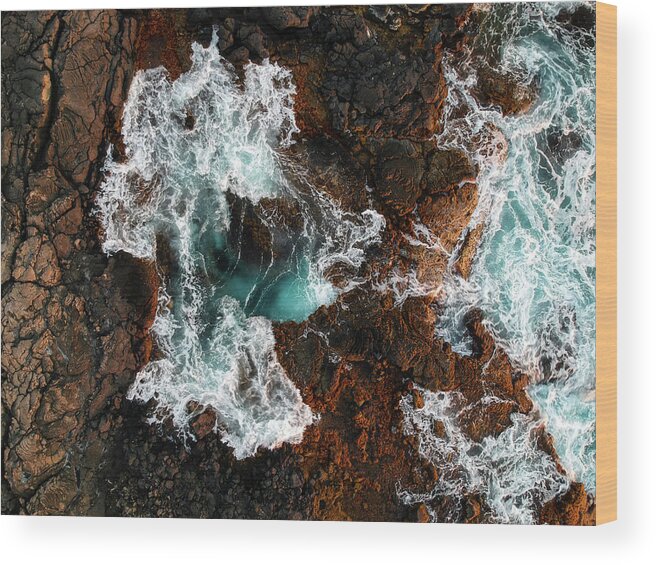 Kona Wood Print featuring the photograph Keahole Aerial by Christopher Johnson