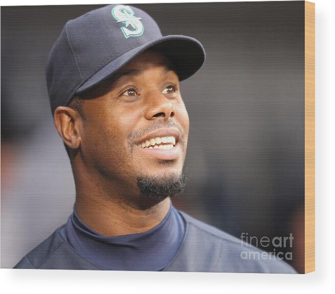 American League Baseball Wood Print featuring the photograph Ken Griffey Jr. Retires From Seattle by Otto Greule Jr