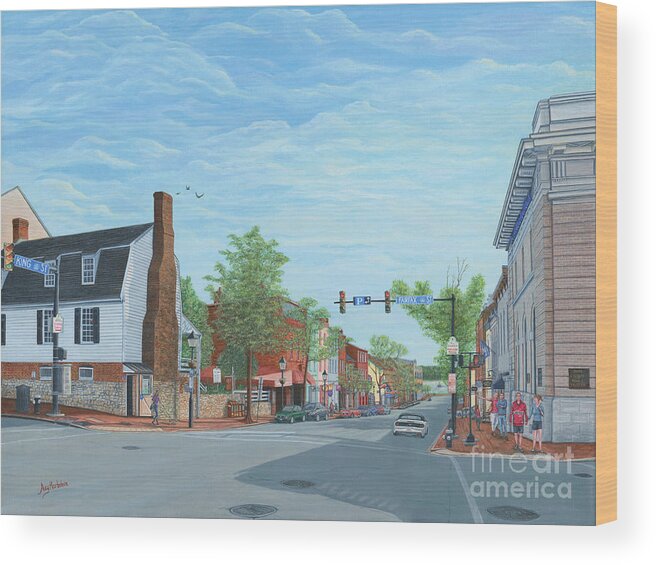 Alexandria Wood Print featuring the painting King Street Old Town Alexandria by Aicy Karbstein