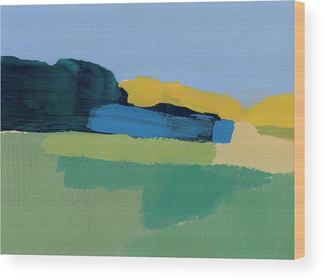 Landscapes Seascapes Wood Print featuring the painting Landscape Blocks II by Victoria Barnes