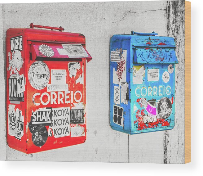Double Wood Print featuring the photograph Letterboxes' redundancy by Micah Offman