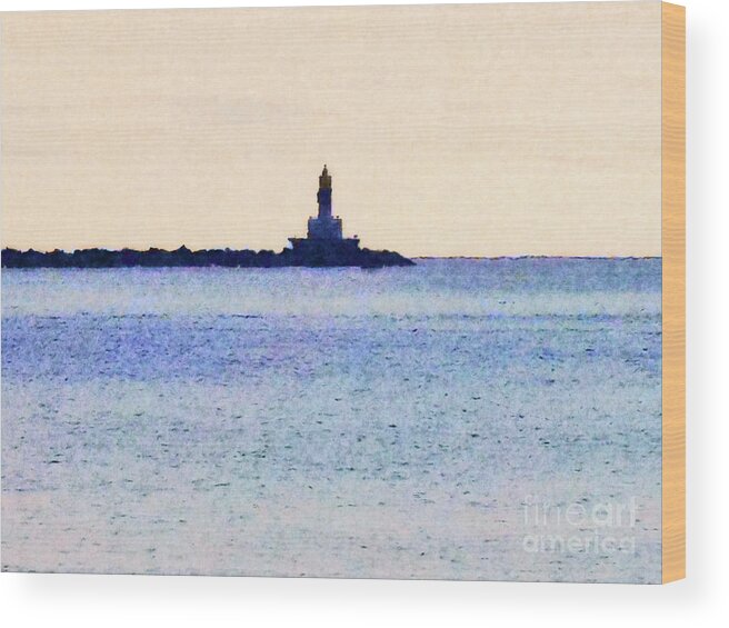 Michigan Wood Print featuring the digital art Lighthouse On Lake by Phil Perkins