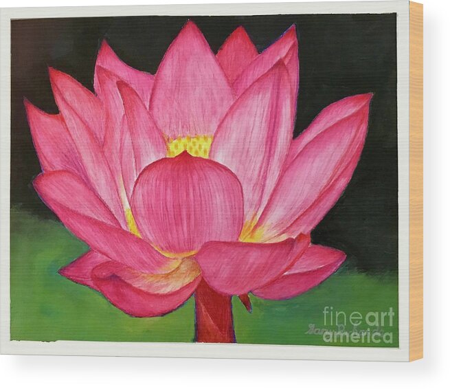Gary Wood Print featuring the painting Lotus Flower by Gary F Richards