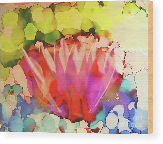 Lotus Wood Print featuring the painting Lotus Zen by Shelley Myers