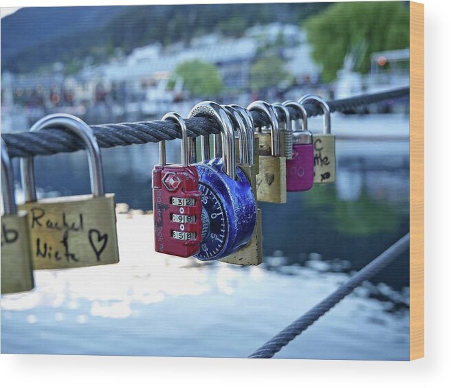Love Wood Print featuring the photograph Love padlocks by Martin Smith
