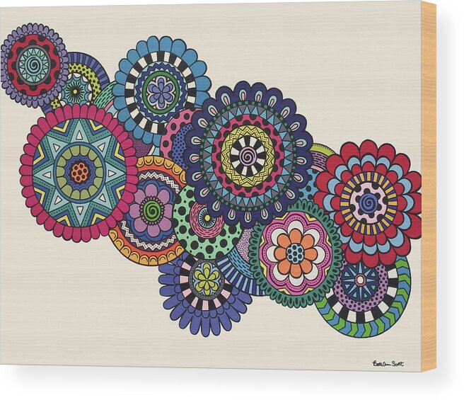 Mandala Wood Print featuring the painting Mandalas on Ivory by Beth Ann Scott