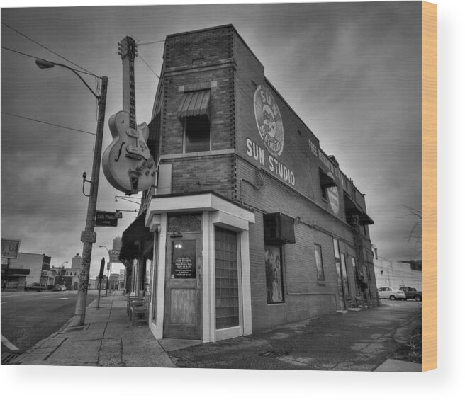 Sun Studio Wood Print featuring the photograph Memphis - Sun Studio 004 BW by Lance Vaughn