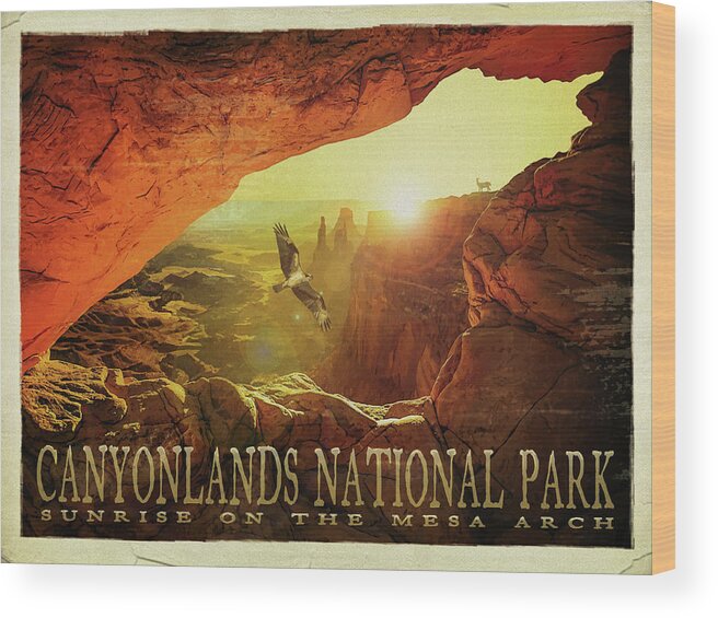 Mesa Arch Wood Print featuring the mixed media Mesa Arch by Old Red Truck