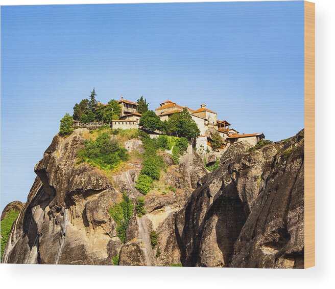 Greece Wood Print featuring the photograph Meteora Monastary by L Bosco