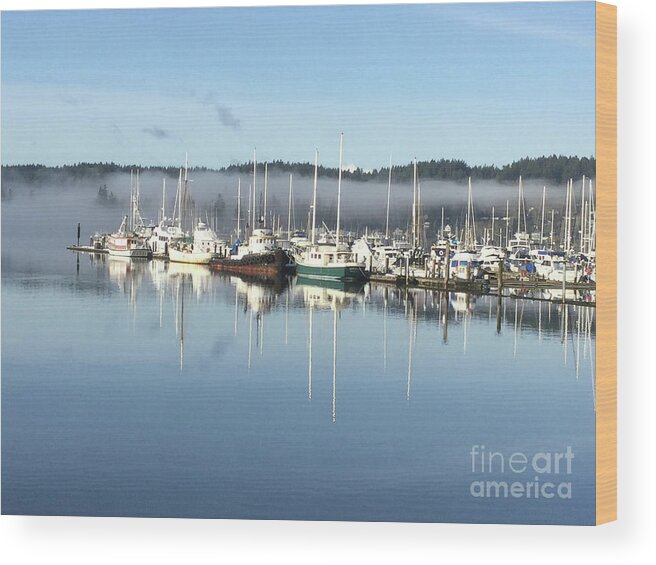 Liberty Wood Print featuring the photograph Misty Liberty Bay by Aicy Karbstein