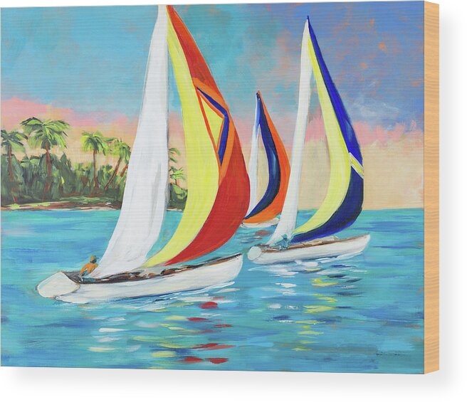 Morning Wood Print featuring the painting Morning Sails II by Julie Derice