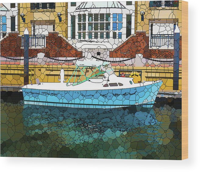 Motorboat Wood Print featuring the painting Motorboat 11 by Jeelan Clark