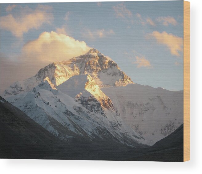 Chinese Culture Wood Print featuring the photograph Mt. Everest At Sunset by Livetalent