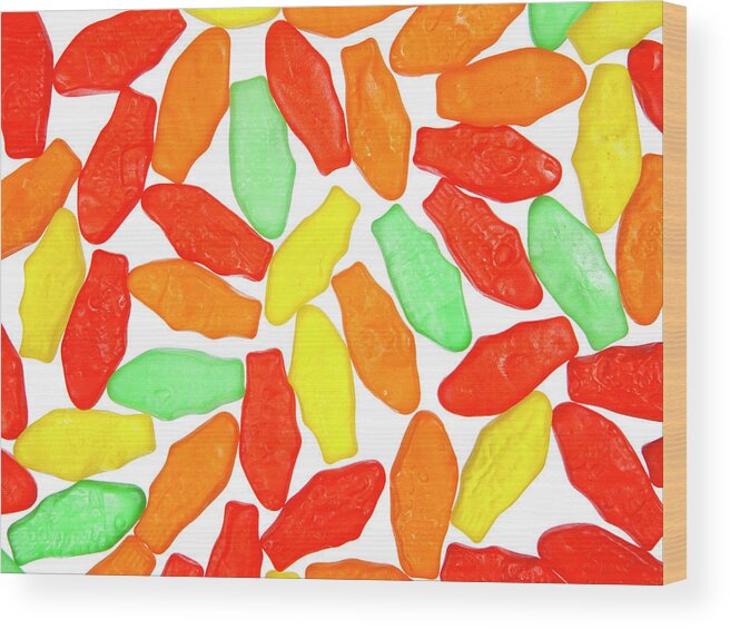 Unhealthy Eating Wood Print featuring the photograph Multi Coloured Gummy Fish by Nicole Hill Gerulat