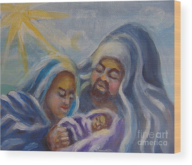 Nativity Wood Print featuring the painting Nativity by Saundra Johnson