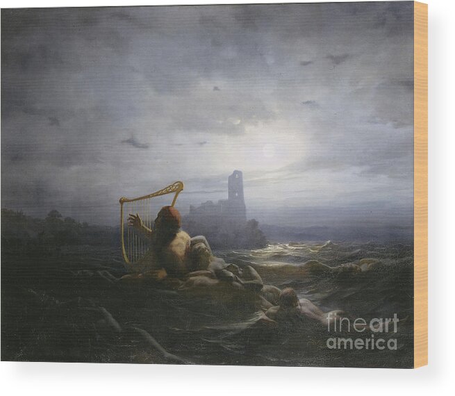 Oil Painting Wood Print featuring the drawing Neck And The Daughters Of Ægir by Heritage Images
