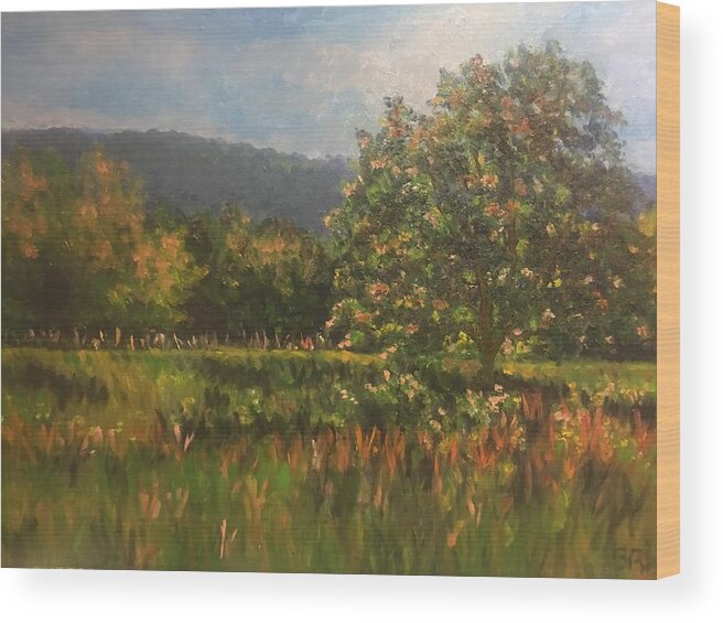 Tree Wood Print featuring the painting New Paltz by Beth Riso