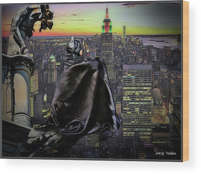 Bat Wood Print featuring the photograph Night Of The Bat Man by Jon Volden