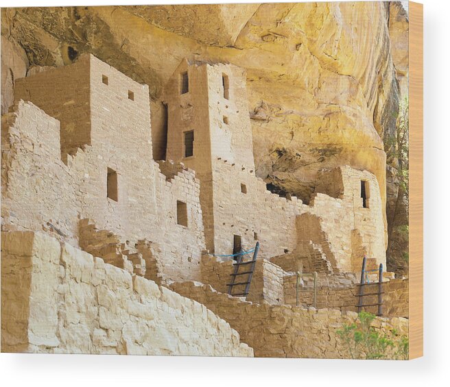 Native American Reservation Wood Print featuring the photograph Old Cliff Palace Ruins On Display by Helovi